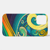 抽象芸術カラフルレトロ70sヒッピー波アートワーク | Case-Mate iPhoneケース (裏面 (横))