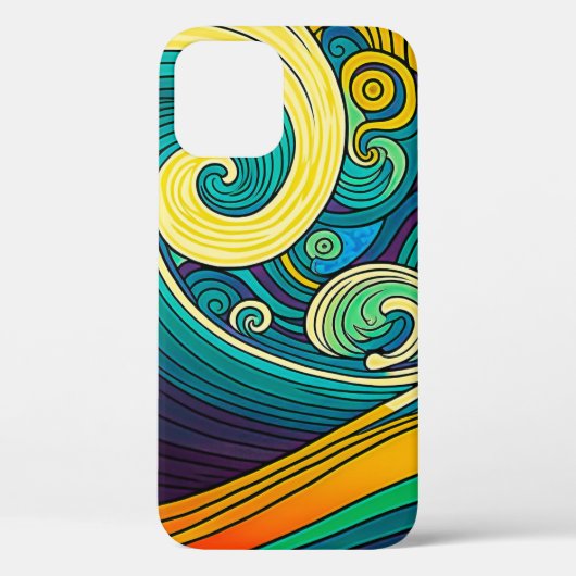 抽象芸術カラフルレトロ70sヒッピー波アートワーク | Case-Mate iPhoneケース (裏面)