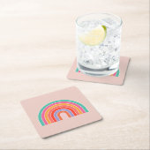 抽象芸術カラフルレトロ スクエアペーパーコースター (インサイチュ)