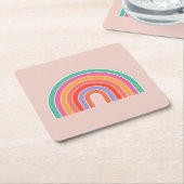 抽象芸術カラフルレトロ スクエアペーパーコースター (アングル)