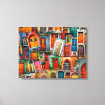 抽象芸術カラフルヴィンテージドアパターンファインアート