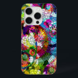 抽象芸術カラフルヴィンテージ花コラージュ iPhone 15 PROケース<br><div class="desc">ロマンチカラフルックなヴィンテージの花と渦巻きコラージュのパターン。デザインは他の製品で利用可能。</div>