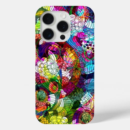 抽象芸術カラフルヴィンテージ花コラージュ Case-Mate iPhoneケース (裏面)
