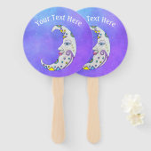 抽象芸術カラフル三日月、顔紫 ハンドファン (正面&裏面)