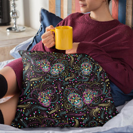 抽象芸術カラフル不気味スカルハロウィーン クッション