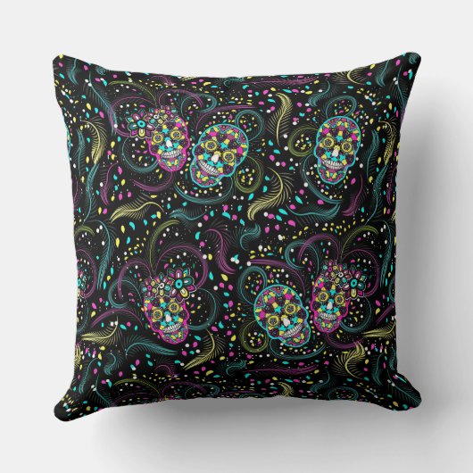 抽象芸術カラフル不気味スカルハロウィーン クッション (裏面)