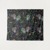 抽象芸術カラフル不気味スカルハロウィーン タペストリー (正面(横))