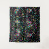 抽象芸術カラフル不気味スカルハロウィーン タペストリー (正面)