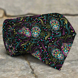 抽象芸術カラフル不気味スカルハロウィーン ネクタイ