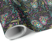 抽象芸術カラフル不気味スカルハロウィーン ラッピングペーパー (ロールコーナー)