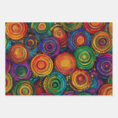 抽象芸術カラフル円の折り返し紙 ラッピングペーパーシート (正面)