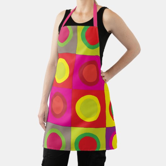 抽象芸術カラフル円正方形シームレスパターン エプロン (インサイチュ)