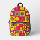 抽象芸術カラフル円正方形シームレスパターン プリントバックパック (正面)