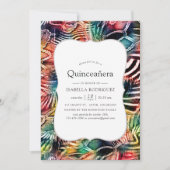 抽象芸術カラフル動物型キンセアニェラ 招待状 (正面)