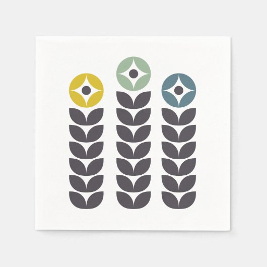 抽象芸術カラフル北欧の花 スタンダードカクテルナプキン (正面)