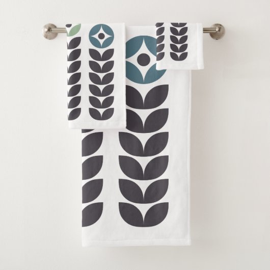 抽象芸術カラフル北欧の花 バスタオルセット (インサイチュ)