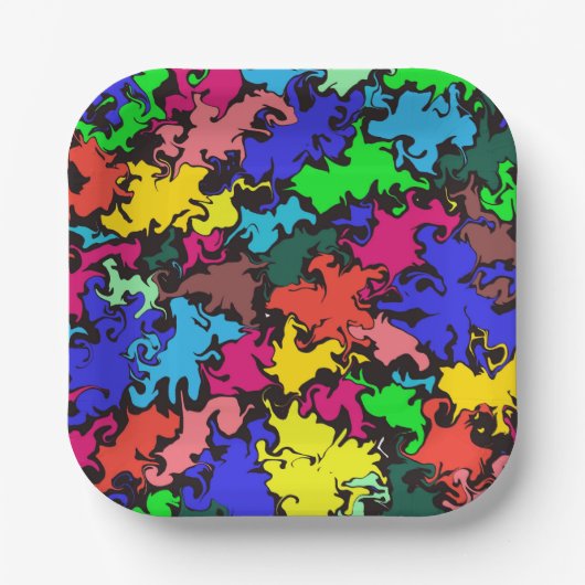 抽象芸術カラフル回転 ペーパープレート (正面)
