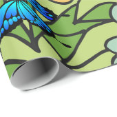 抽象芸術カラフル園花と蝶 ラッピングペーパー (ロールコーナー)