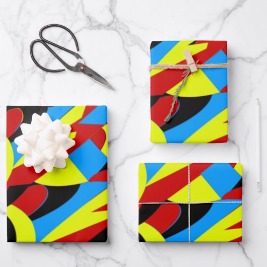 抽象芸術カラフル型 ラッピングペーパーシート (正面)