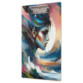 抽象芸術カラフル女性の顔の壁の装飾ポスター クリップボード (左)