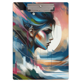 抽象芸術カラフル女性の顔の壁の装飾ポスター クリップボード