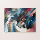 抽象芸術カラフル女性顔 ジグソーパズル (横)