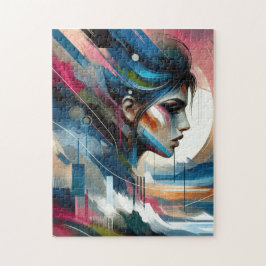 抽象芸術カラフル女性顔 ジグソーパズル