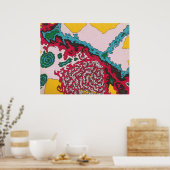 抽象芸術カラフル宇宙創造アートデザイン ポスター (キッチン)