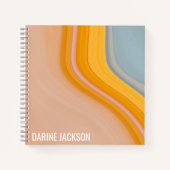 抽象芸術カラフル審美的ピンクオレンジブルー ノートブック (正面)