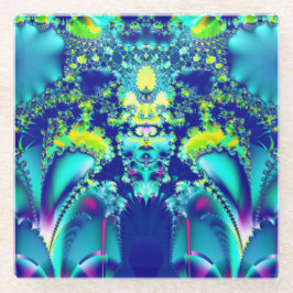 抽象芸術カラフル対称フラクタルアート ガラスコースター