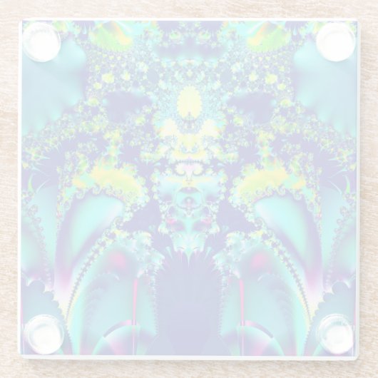 抽象芸術カラフル対称フラクタルアート ガラスコースター (裏面)