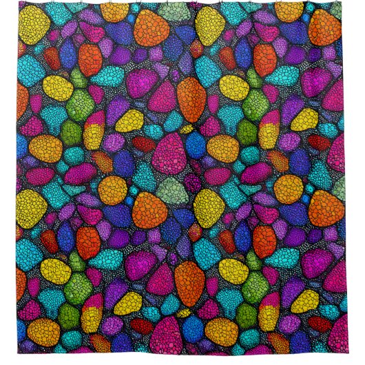 抽象芸術カラフル岩 シャワーカーテン (正面)