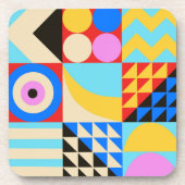 抽象芸術カラフル幾何モダン図形 コースター (正面)