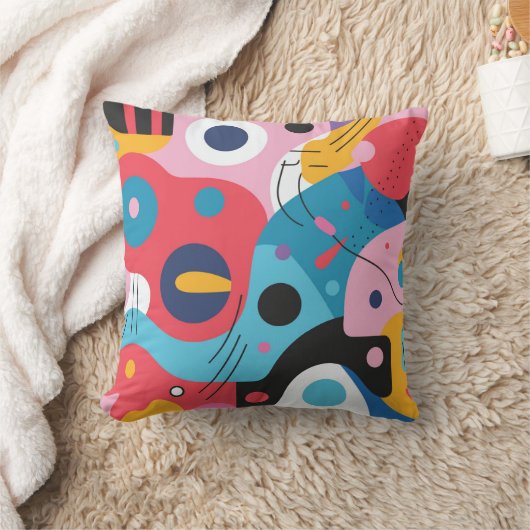 抽象芸術カラフル幾何学模様 クッション (ブランケット)