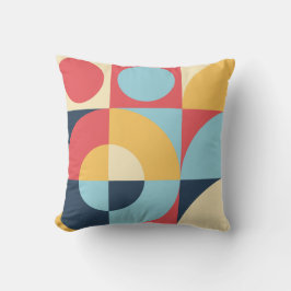 抽象芸術カラフル幾何学模様（赤い黄色） クッション