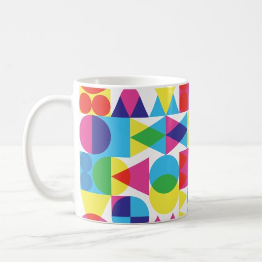 抽象芸術カラフル幾何学的パターンデザイン。 コーヒーマグカップ (左)