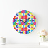 抽象芸術カラフル幾何学的パターンデザイン。 ラージ壁時計 (ホーム)