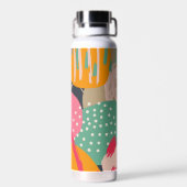 抽象芸術カラフル幾何学的モノグラム名デザイン ウォーターボトル (背面)