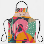 抽象芸術カラフル幾何学的モノグラム名デザイン エプロン (正面)