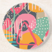 抽象芸術カラフル幾何学的モノグラム名デザイン コースター (正面)