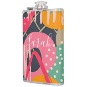 抽象芸術カラフル幾何学的モノグラム名デザイン フラスク (左)