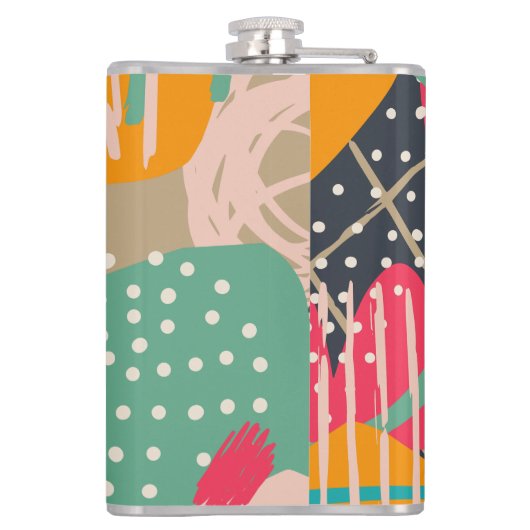 抽象芸術カラフル幾何学的モノグラム名デザイン フラスク (裏面)