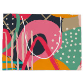 抽象芸術カラフル幾何学的モノグラム名デザイン ラージペーパーバッグ (裏面)