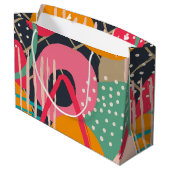 抽象芸術カラフル幾何学的モノグラム名デザイン ラージペーパーバッグ (裏面アングル)