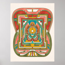 抽象芸術カラフル幾何学蝶アールヌーボー ポスター