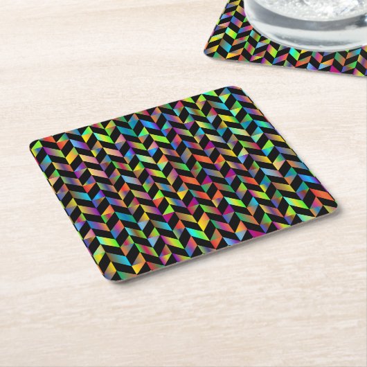 抽象芸術カラフル幾何学 スクエアペーパーコースター (アングル)