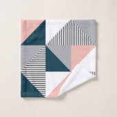 抽象芸術カラフル幾何学 バスタオルセット (ウォッシュタオル)