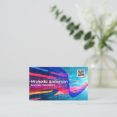 抽象芸術カラフル幾何学 | Qrコード 名刺 (スタンド正面)