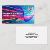 抽象芸術カラフル幾何学 | Qrコード 名刺 (正面/裏面)