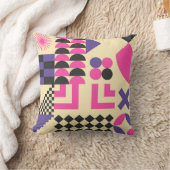 抽象芸術カラフル幾何形状パターンバイオレット クッション (ブランケット)